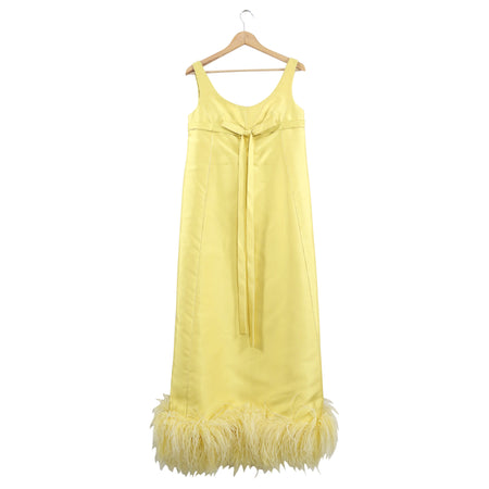 Jean Patou 1960's Yellow Maribou Sleeveless Gown