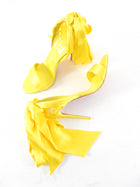Christian Louboutin Sandale du Desert 100 Yellow Silk Wrap Heels - 37.5