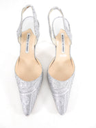 Manolo Blahnik Silver Brocade Slingback Heels - 41 / 40