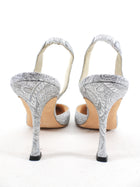 Manolo Blahnik Silver Brocade Slingback Heels - 41 / 40