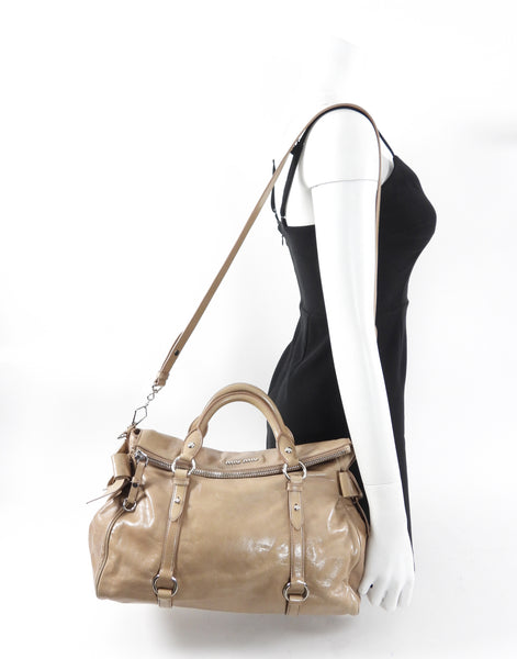 Miu Miu Beige Vitello Lux Bow Two Way Tote Bag – I MISS YOU VINTAGE