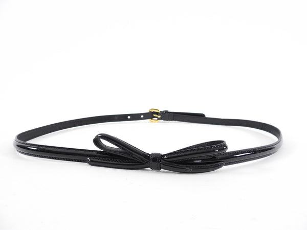 Prada Black Patent Thin Bow Belt - 80 / 32 – I MISS YOU VINTAGE display picture 1