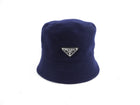 Prada Navy Loden Wool Logo Bucket Hat