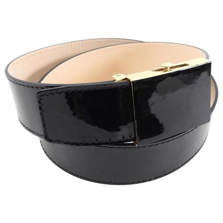 Rochas Black Patent Leather Wide Belt - 42
