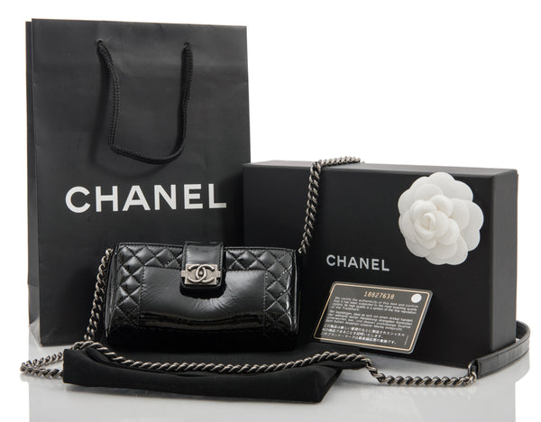 CHANEL Calfskin Boy Reverso Mini Pochette Grey 215023