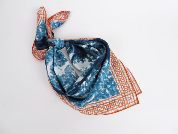 Hermes Orange and Blue Silk Les Domes Celestes 90cm Scarf – I MISS