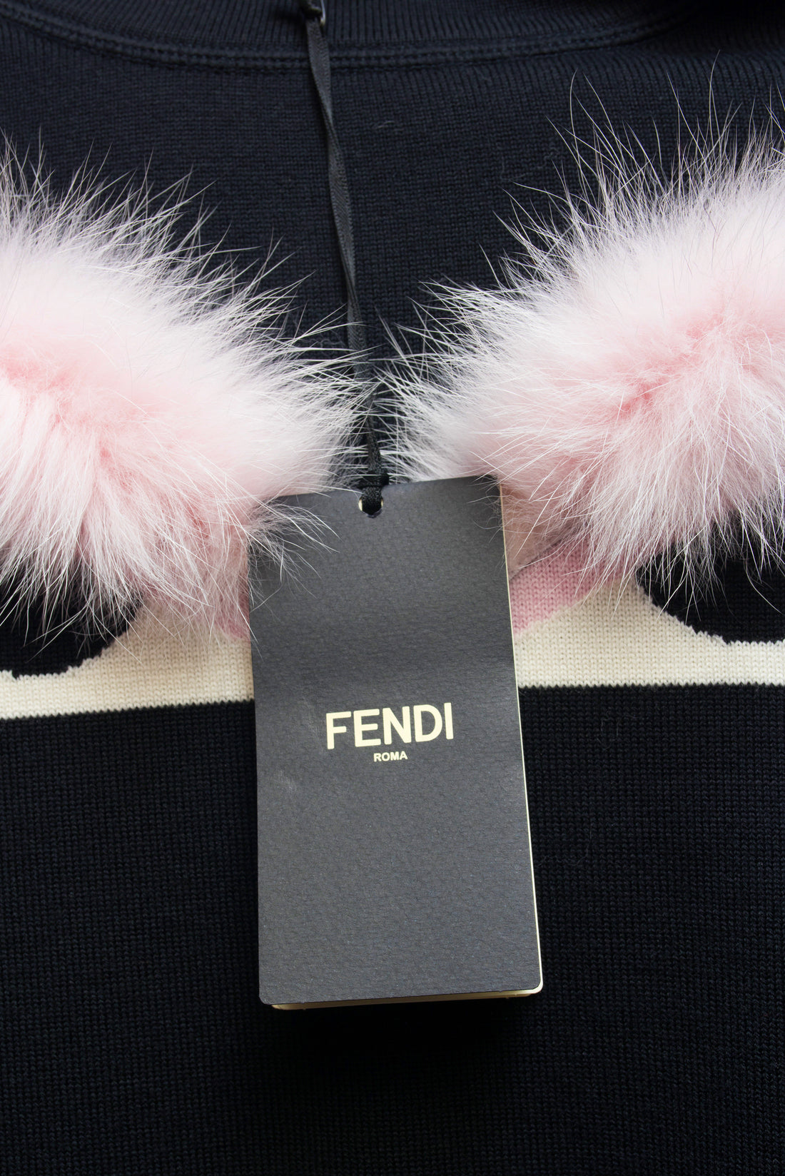 Fendi Black and Pink Knit Monster Bag Bug Fur Eyes Sweater - 4