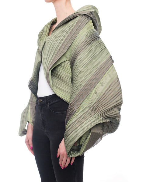 Issey Miyake Fete A Poc Green Avant Garde Architectural Pleat Crop