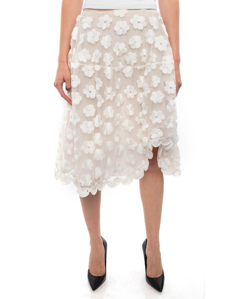 Simone Rocha White Floral Crochet Mesh Overlay Skirt - S – I MISS 