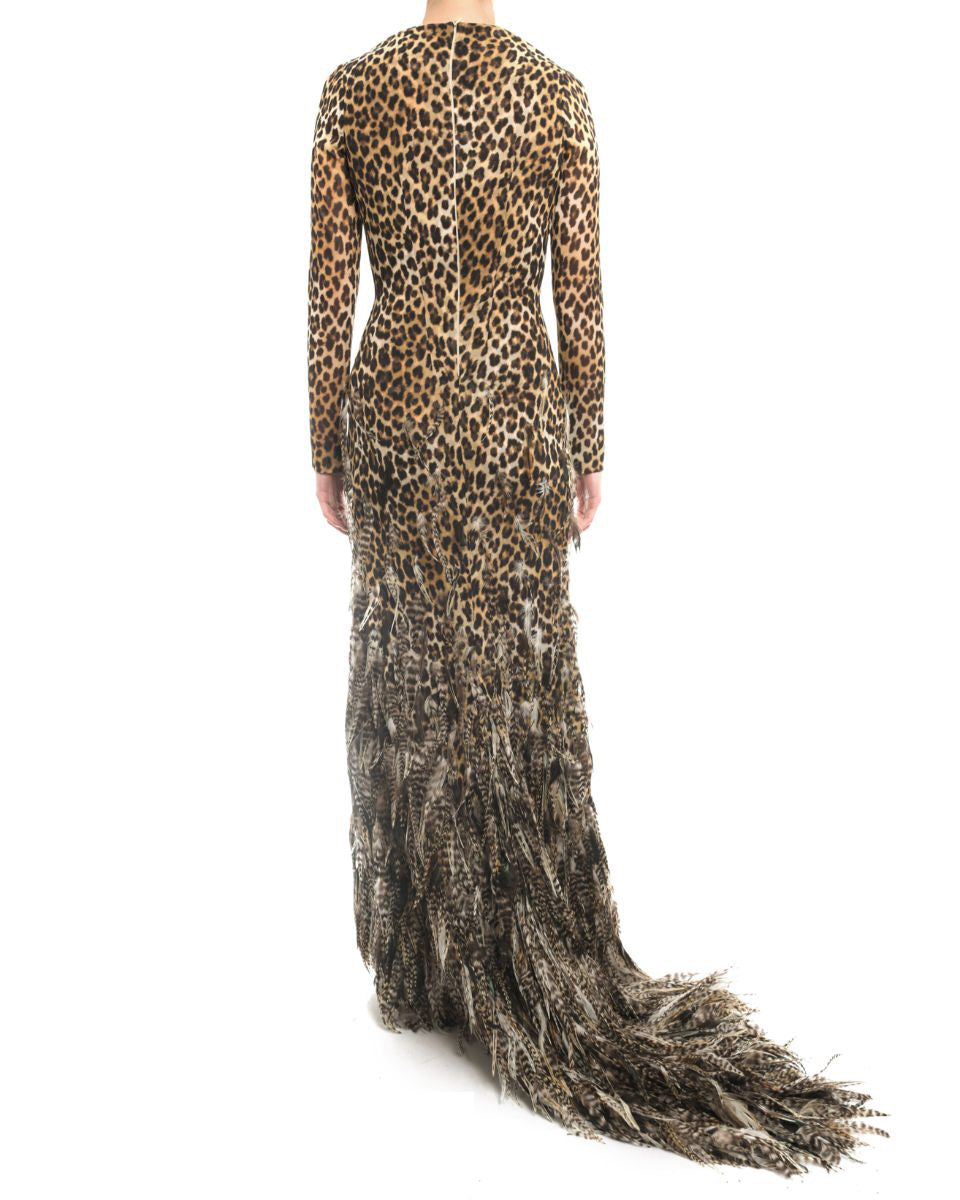 Giambattista Valli Haute Couture Fall 2011 Leopard and Feather Evening Gown 