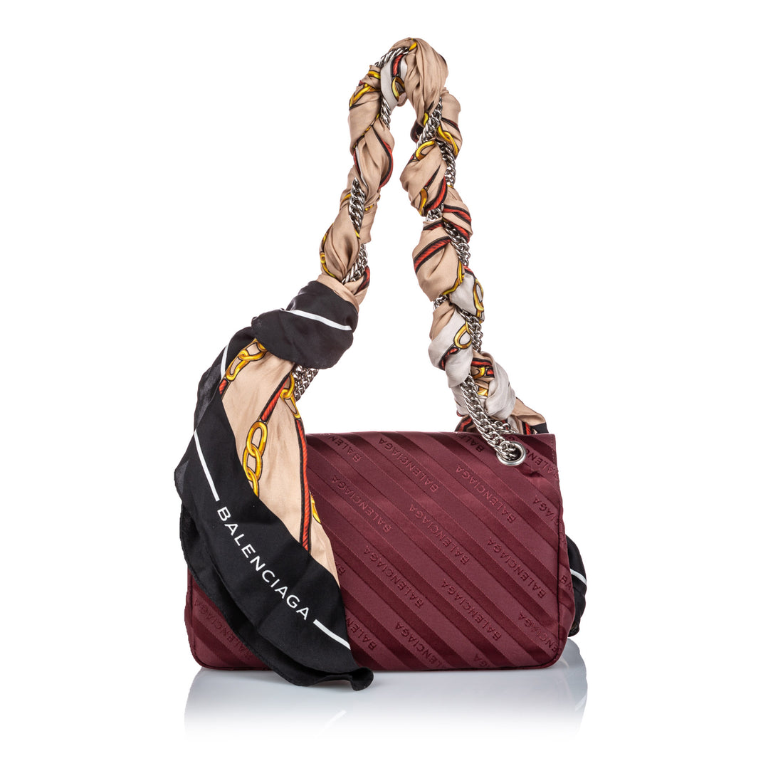 Balenciaga Burgundy 2017 Round S Jacquard Shoulder bag