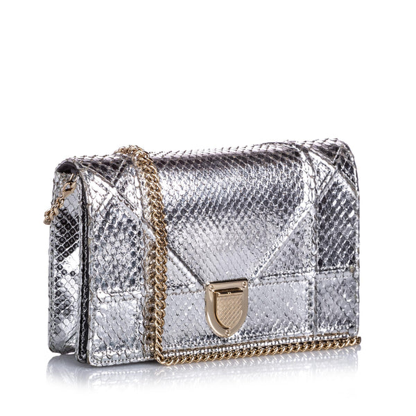 Diorama leather crossbody bag Dior Silver in Leather - 31853401