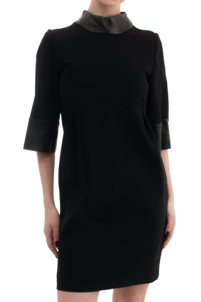 Gucci Black Stretch Crepe Dress with Leather Cuffs and Collar – I MISS YOU  VINTAGE