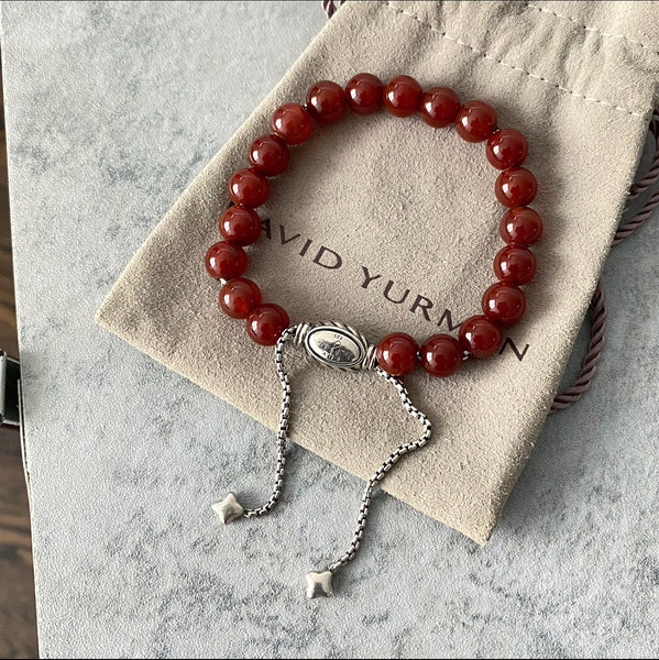 David Yurman Carnelian Bead Sterling Bracelet