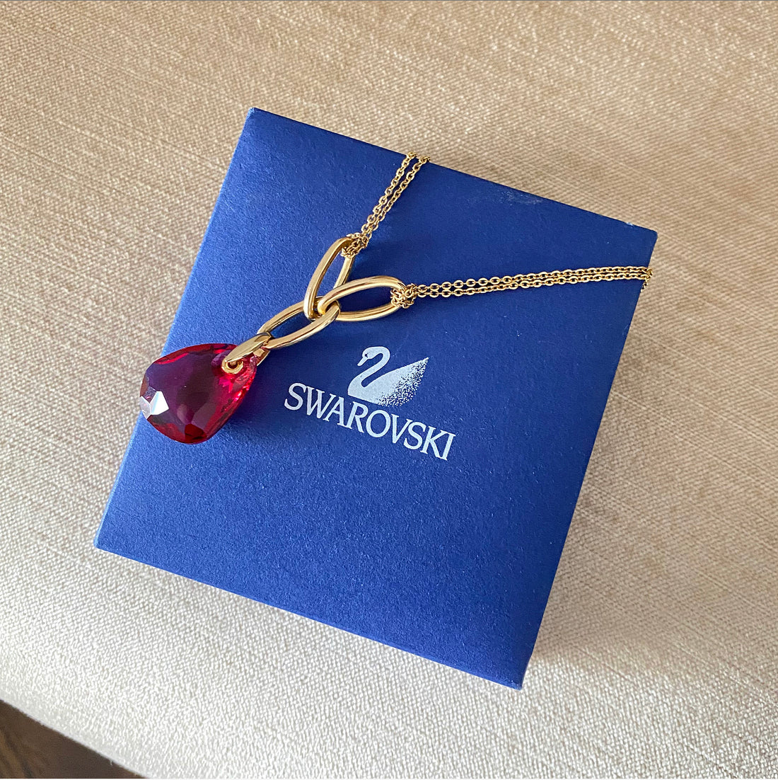 Swarovski Red Crystal Drop Pendant Necklace