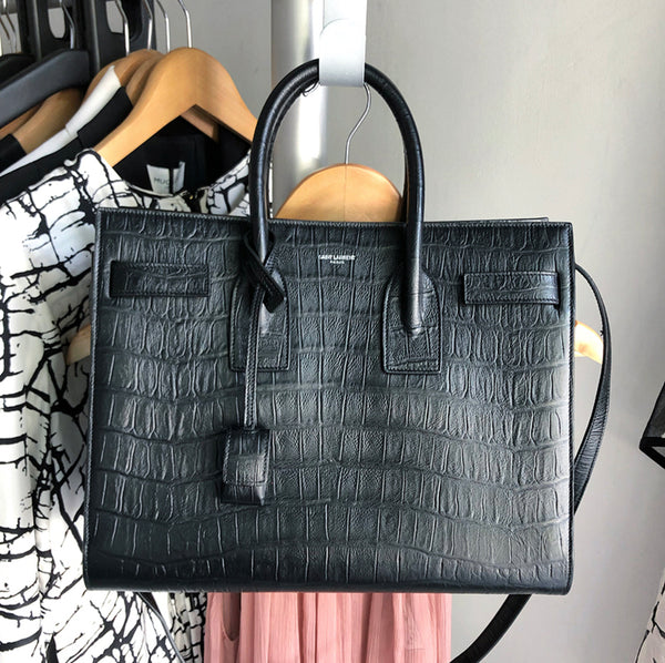 Saint Laurent Sac Du Jour Blue Croc Effect – Something Borrowed