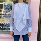 Adam Lippes Stripe Cotton Bib Detail Shirt - 4