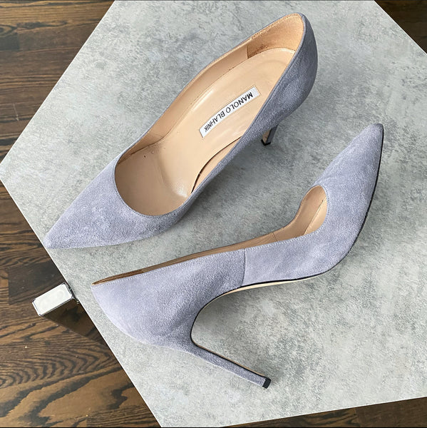 Manolo Blahnik Grey / Lavender Suede 105mm Pumps - 38.5