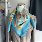 Hermes Tendresse Feline Blue Jungle Cat Silk Scarf 90cm