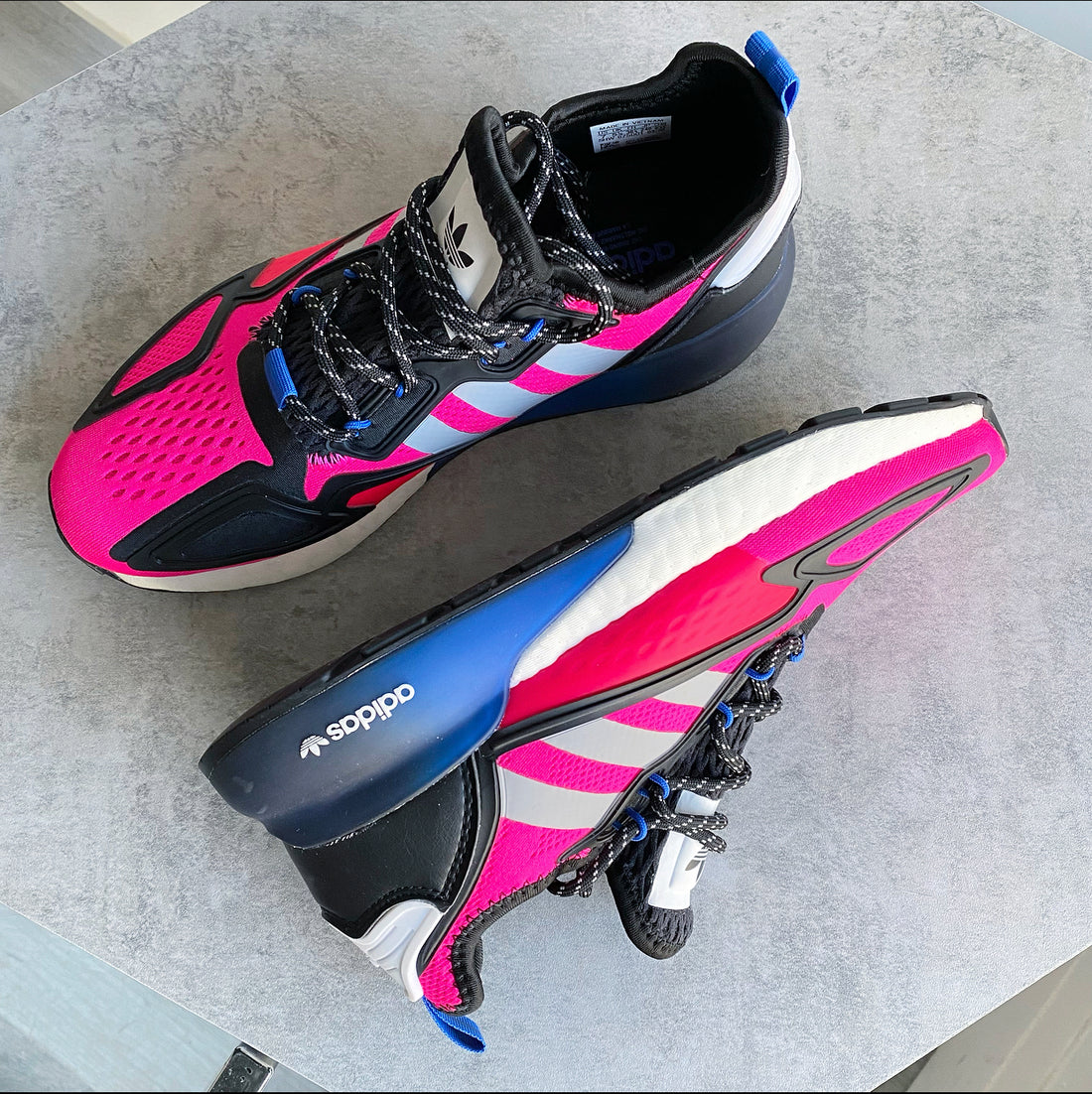 Adidas Neon Pink, Navy, Black Sneakers - USA 7.5