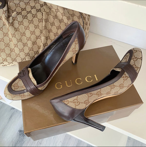 Gucci cheap monogram pumps