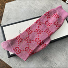 Gucci Pink and Red Long GG Logo Sparkle Socks