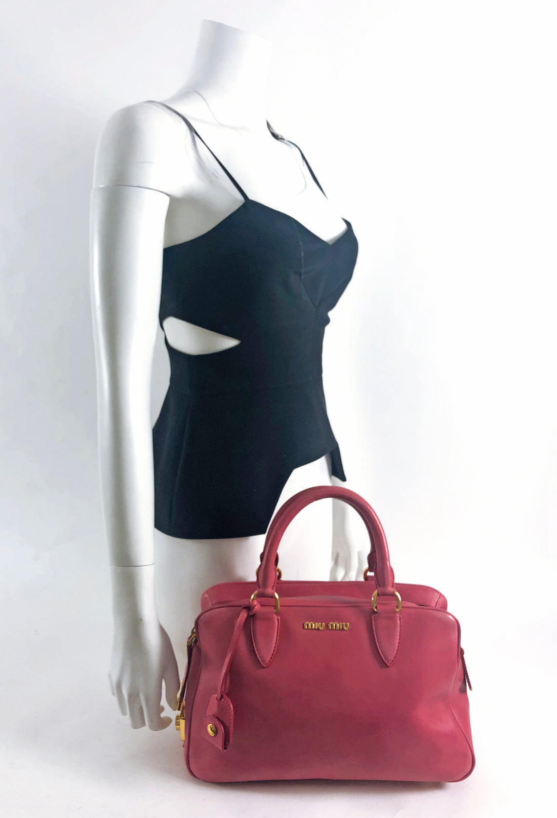 Miu Miu Pink Leather Small Zippered Handbag