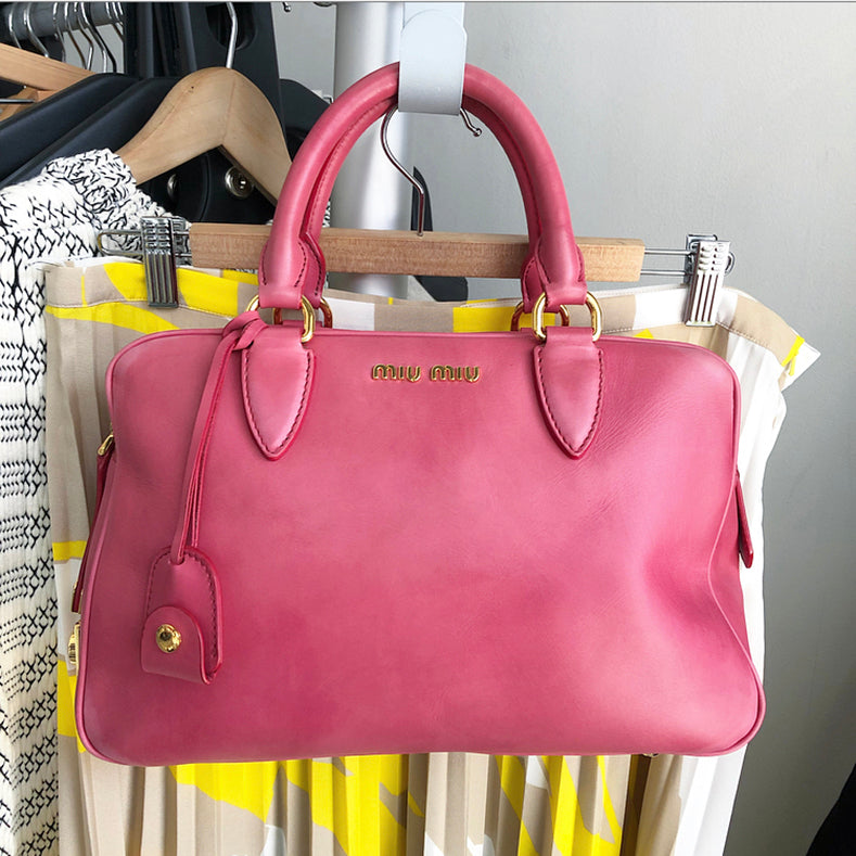 Miu Miu Pink Leather Small Zippered Handbag