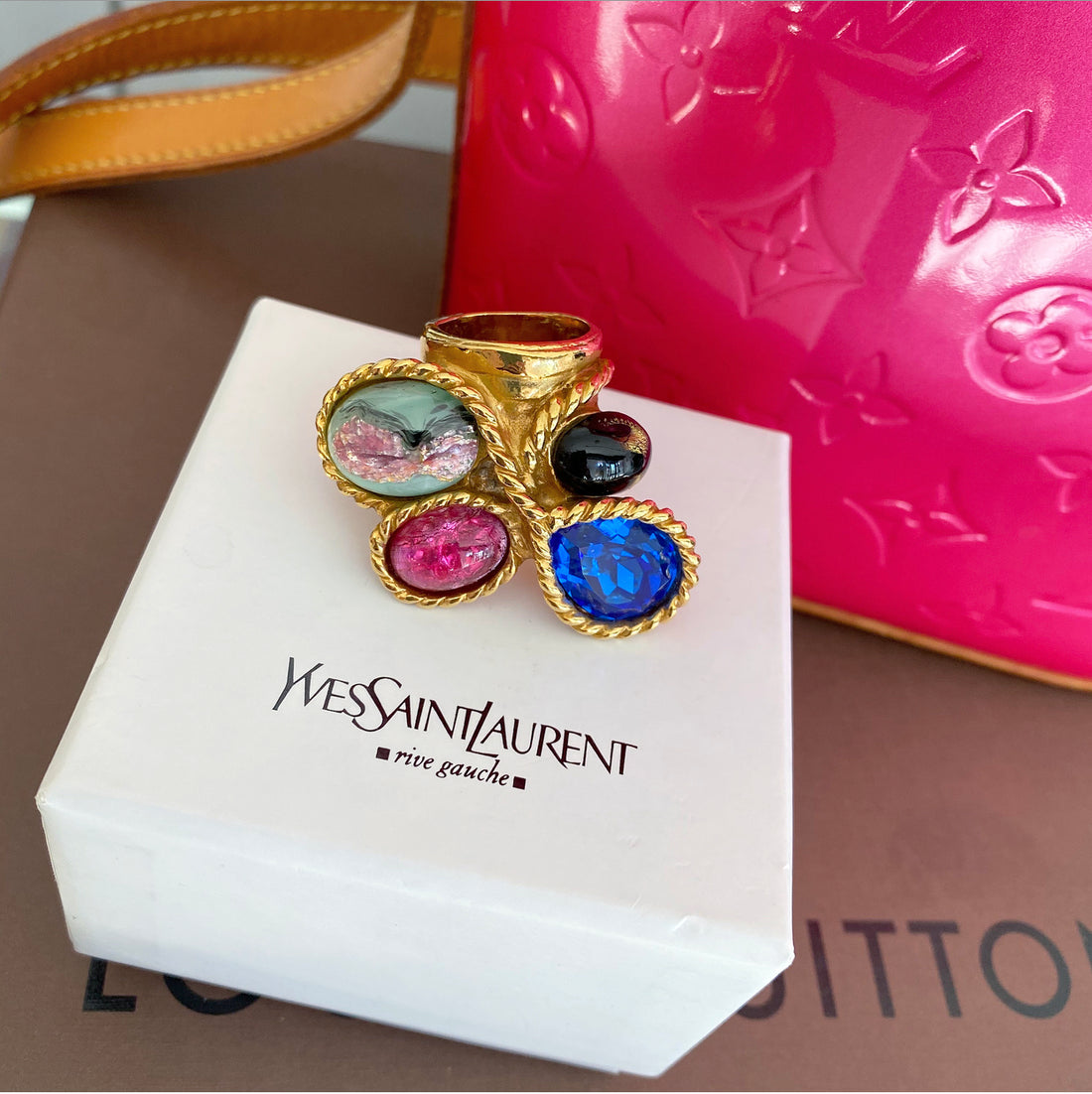 Yves Saint Laurent Arty Multi Jewel Cluster Ring - 6