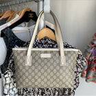 Gucci Monogram Supreme Small Ivory Tote Bag