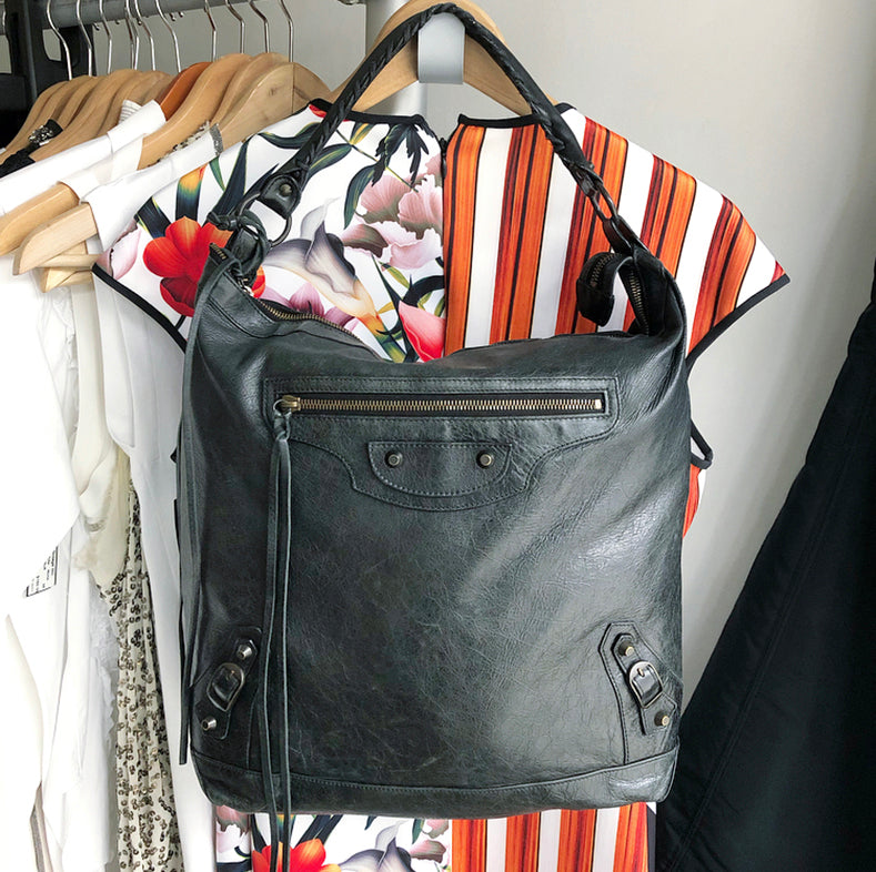 Balenciaga Chevre Charcoal Ink Grey Day Bag