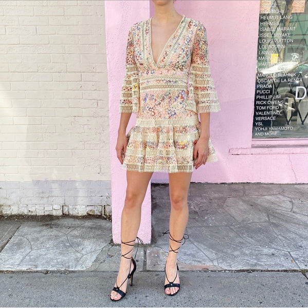 Zimmermann Laelia Foral Eyelet Lace Trim Short Dress - XS I MISS YOU VINTAGE Zimmermann Laelia Foral Eyelet Lace Trim Short Dress - XS I MISS YOU VINTAGE