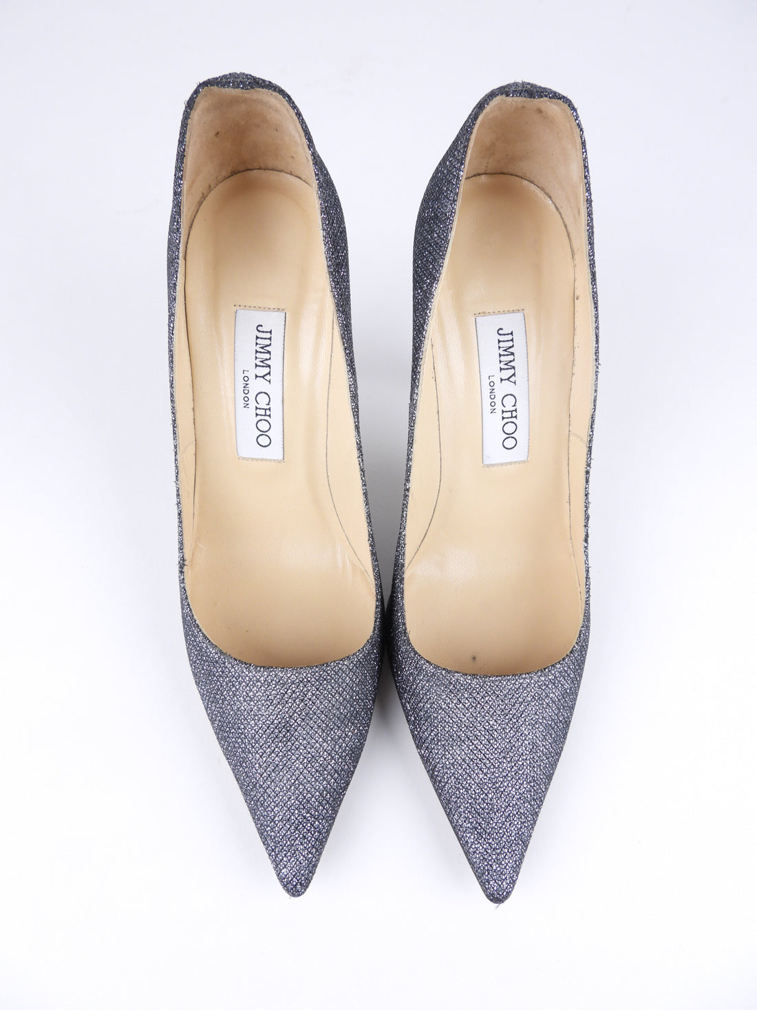 Jimmy Choo Anthracite Lame Glitter Abel Pump Heels - 37.5