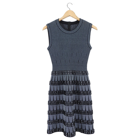 Alaia Black and White Sleeveless Stretch Knit Dress - 2/4