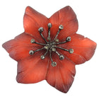 Alexis Bittar Red Resin Floral Brooch with Rhienestones