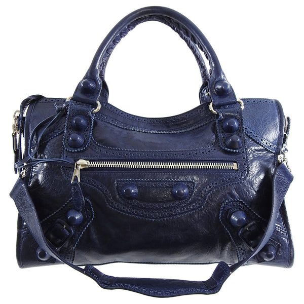 Balenciaga Navy Marine Blue Classic City Brogues Bag – I MISS YOU