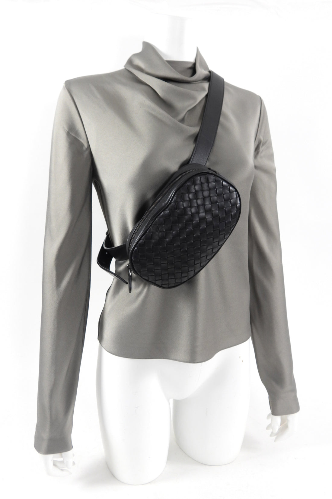 Bottega Veneta Intrecciato Leather Black Belt Bag