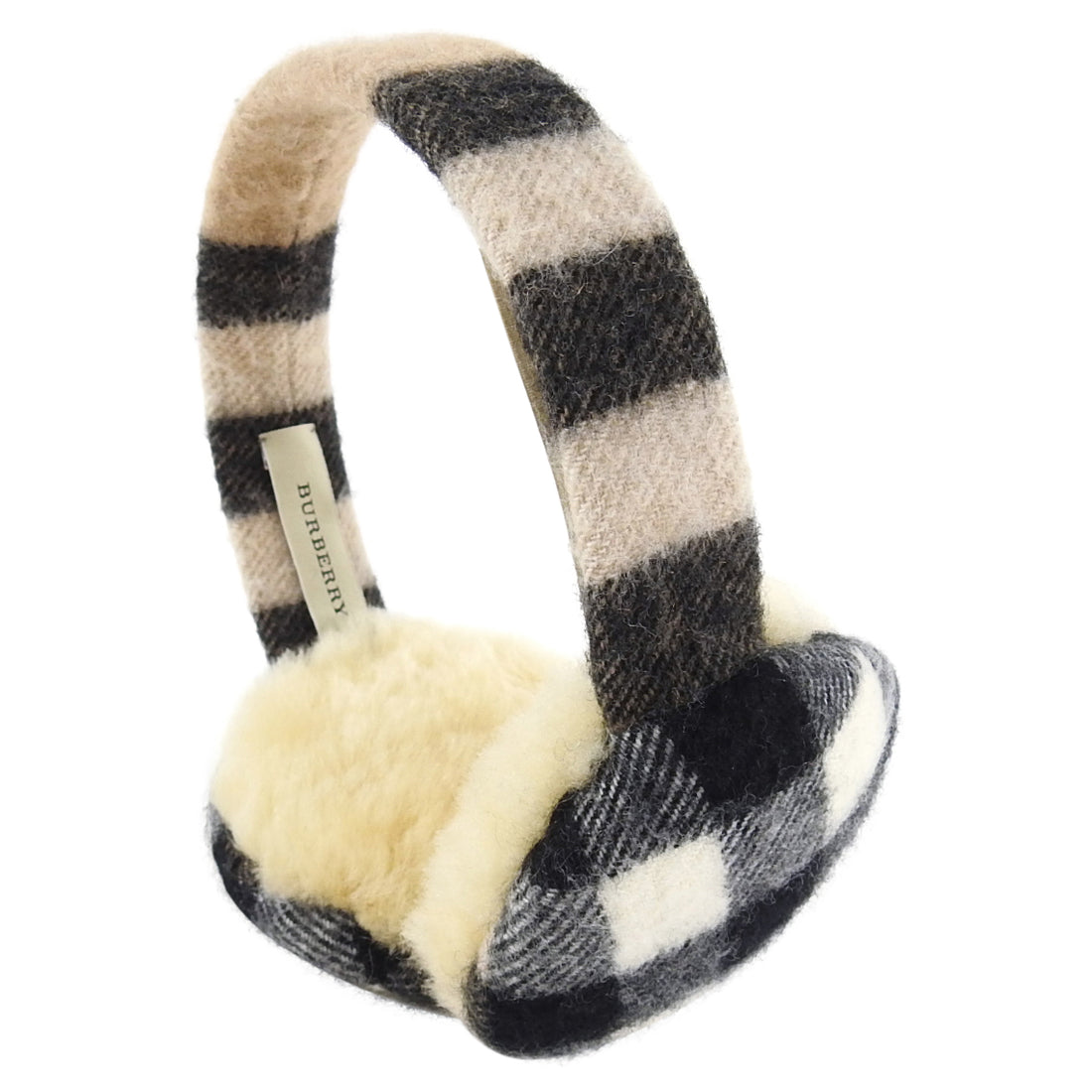 Burberry Nova Check Cashmere and Shearling Ear Muffs