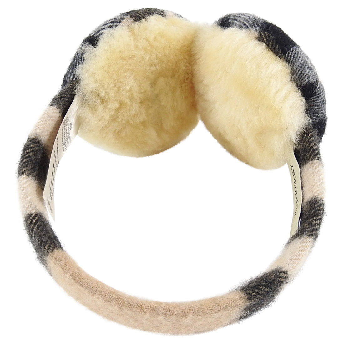 Burberry Nova Check Cashmere and Shearling Ear Muffs