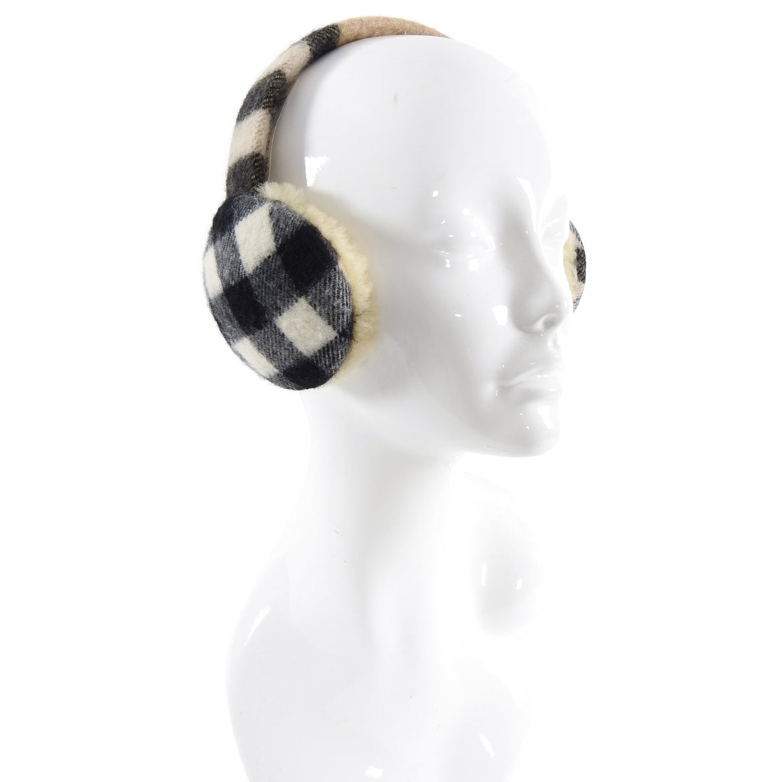 Burberry Nova Check Cashmere and Shearling Ear Muffs