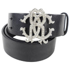 Roberto Cavalli Black Leather Logo Buckle Belt - 32-26”