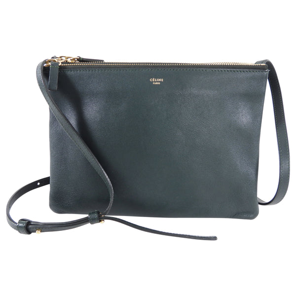 Celine Trio Crossbody Bag Leather Small Green 2195341