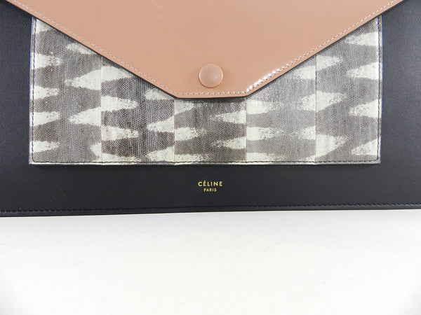 Celine Pocket Envelope Wallet on Chain Leather and Lizard