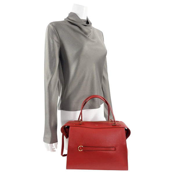 CELINE Ring Small Smooth Leather Tote Bag Red