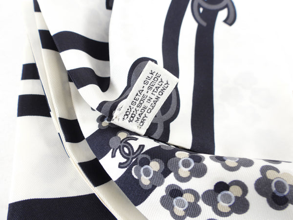 CHANEL Black White Silk CC Twilly Scarf Bandeau – AYAINLOVE