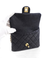 Chanel 22S Black Caviar Gold Logo Chain Belt Bag