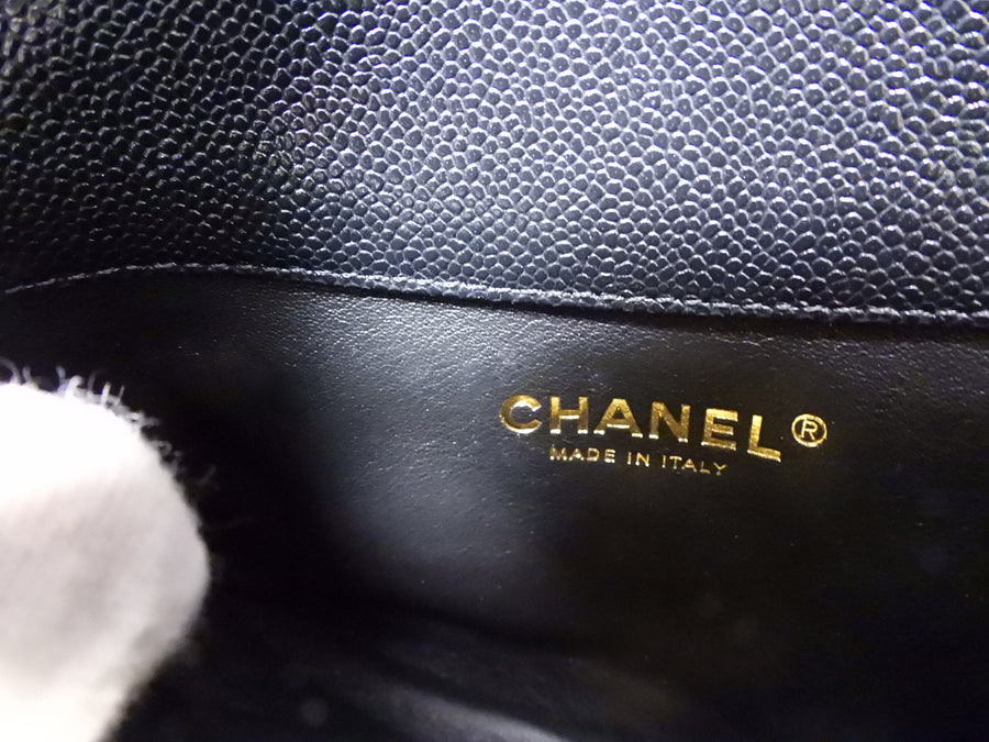 Chanel 22S Black Caviar Gold Logo Chain Belt Bag