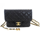 Chanel 22S Black Caviar Gold Logo Chain Belt Bag