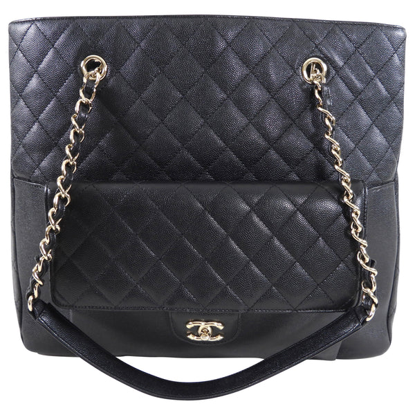 Chanel Black Caviar Pocket Tote Small Q6B0W80FKH014