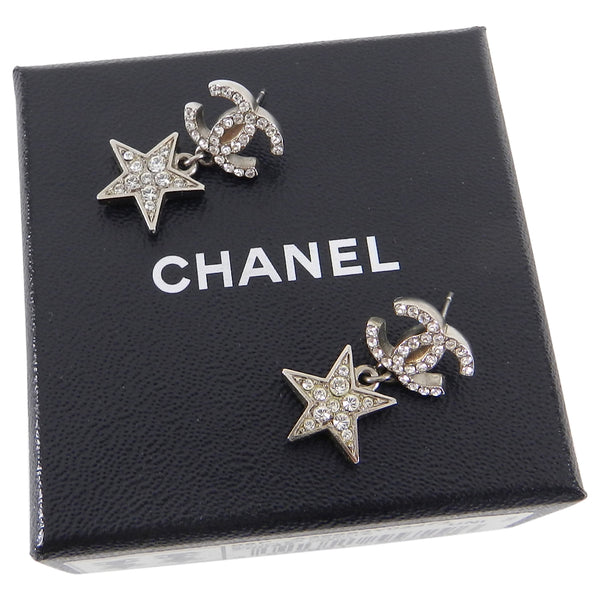 Chanel drop hot sale earrings silver